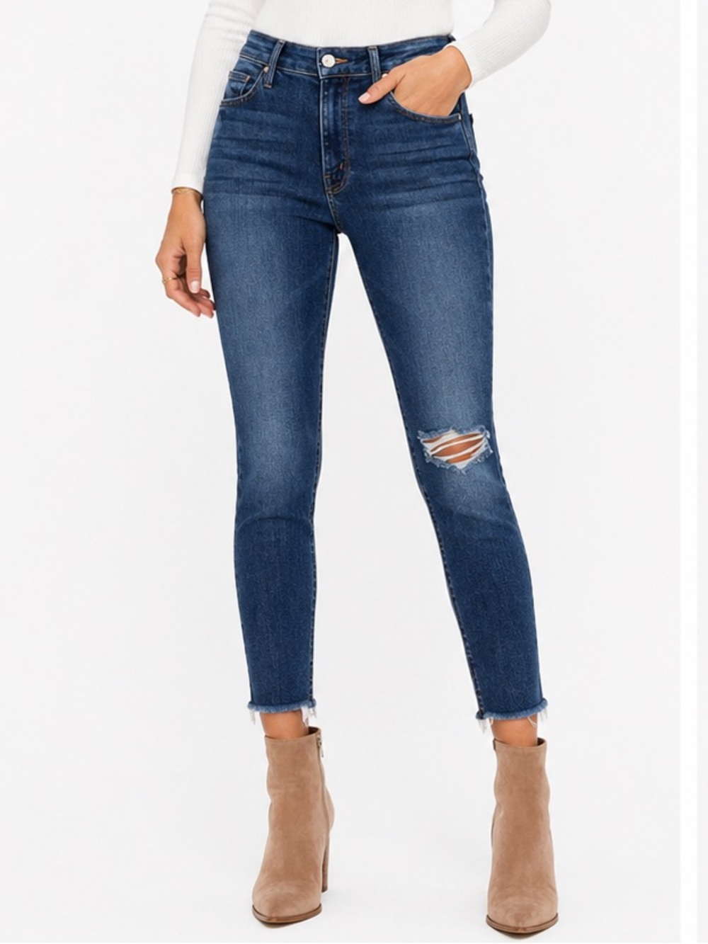 MOTHER Looker Ankle Fray Skinny Jeans Cat Attack High Rise size 24 (US 2)